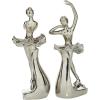 image:imageDeco 79 Porcelain Ceramic Dancer Decorative Sculpture Home Decor Statues set of 2 Accent Figurines 4 x 3 x 11 Silver