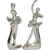 image:imageDeco 79 Porcelain Ceramic Dancer Decorative Sculpture Home Decor Statues set of 2 Accent Figurines 4 x 3 x 11 Silver