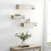 image:imageDeco 79 Wooden Scroll Carved 3 Shelves Wall Shelf Set of 3 19 24 28W Cream