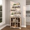image:imageDeco 79 Wooden Scroll Carved 3 Shelves Wall Shelf Set of 3 19 24 28W Cream