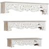 image:imageDeco 79 Wooden Scroll Carved 3 Shelves Wall Shelf Set of 3 19 24 28W Cream