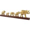 image:imageDeco 79 Aluminum Metal Elephant Decorative Sculpture Home Decor Statue with Brown Wooden Base Accent Figurine 30 x 3 x 8 Gold