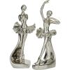 image:imageDeco 79 Porcelain Ceramic Dancer Decorative Sculpture Home Decor Statues set of 2 Accent Figurines 4 x 3 x 11 Silver