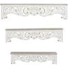 image:imageDeco 79 Wooden Scroll Carved 3 Shelves Wall Shelf Set of 3 19 24 28W Cream