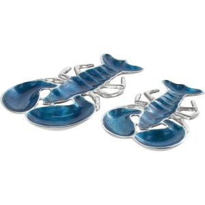 image:imageDeco 79 Aluminum Metal Sea Horse Handmade Decorative Bowl Textured Enameled with Silver Bases Set of 3 6 W 1 H Multi ColoredBlue