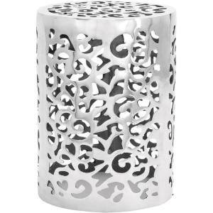 image:imageDeco 79 Aluminum Metal Side End Accent Table Scroll End Table Side Table 13 x 13 x 18 SilverContemporary style