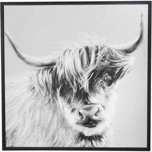 image:imageDeco 79 Canvas Bull Shaded Framed Wall Art with Black Frame 37 x 1 x 37 White