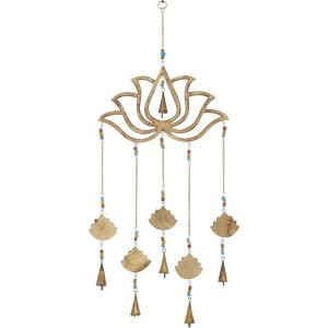 image:imageDeco 79 Eclectic Mango Wood Lotus Windchime 15L x 30H Gold