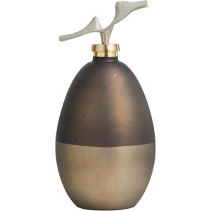 image:imageDeco 79 Glass Abstract Living Room Decorative Jars Colorblock Decorative Container with Gold Accents and Silver Wave Designed Top Jar with Lid 8 x 8 x 17 Bronze