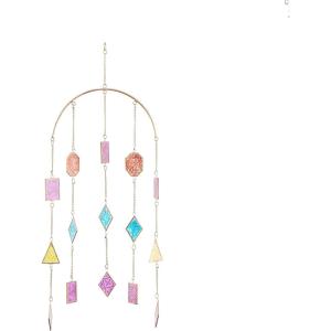 image:imageThe Novogratz Metal Geometric Indoor Outdoor Windchime with Stained Glass 14 x 2 x 34 Multi Colored