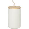 image:imageDeco 79 Ceramic Decorative Canisters Spotted Textured Containers with Brown Wood Lids and Beaded Accents Set of 3 Keepsake Boxes 9 7 5H Cream