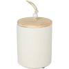 image:imageDeco 79 Ceramic Decorative Canisters Spotted Textured Containers with Brown Wood Lids and Beaded Accents Set of 3 Keepsake Boxes 9 7 5H Cream