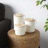 image:imageDeco 79 Ceramic Decorative Canisters Spotted Textured Containers with Brown Wood Lids and Beaded Accents Set of 3 Keepsake Boxes 9 7 5H Cream