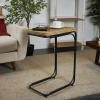 image:imageDeco 79 Dried Plant Handmade Side End Accent Table Coiled CShaped End Table with Black Metal Legs Side Table 18 x 13 x 26 Brown