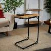 image:imageDeco 79 Dried Plant Handmade Side End Accent Table Coiled CShaped End Table with Black Metal Legs Side Table 18 x 13 x 26 Brown