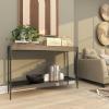 image:imageDeco 79 Metal 1 Shelf Console Table with Brown Wood Top 49 x 14 x 32 Gray