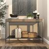 image:imageDeco 79 Metal 1 Shelf Console Table with Brown Wood Top 49 x 14 x 32 Gray