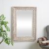 image:imageDeco 79 Metal Whitewashed Wall Mirror with Linear Gold Markings 31 x 2 x 43 Brown