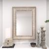 image:imageDeco 79 Metal Whitewashed Wall Mirror with Linear Gold Markings 31 x 2 x 43 Brown