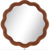 image:imageDeco 79 Wood Handmade Room Wall Mirror Wavy Entryway Mirror with Dimensional Carved Frame Wall Mounted Mirror 31 x 2 x 31 BrownBrown