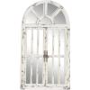 image:imageDeco 79 Wood Room Wall Mirror Window Pane Inspired 2 Door Entryway Mirror with Arched Top and Distressing Wall Mounted Mirror 26 x 3 x 46 White