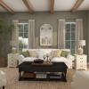 image:imageDeco 79 Wood Room Wall Mirror Window Pane Inspired 2 Door Entryway Mirror with Arched Top and Distressing Wall Mounted Mirror 26 x 3 x 46 White