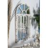 image:imageDeco 79 Wood Room Wall Mirror Window Pane Inspired 2 Door Entryway Mirror with Arched Top and Distressing Wall Mounted Mirror 26 x 3 x 46 White