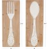 image:imageDeco 79 Wooden Utensils Home Wall Decor Wall Sculpture with Carved White Floral Designs Set of 2 Wall Art 12W 32H Brown