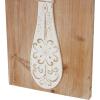 image:imageDeco 79 Wooden Utensils Home Wall Decor Wall Sculpture with Carved White Floral Designs Set of 2 Wall Art 12W 32H Brown