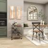 image:imageDeco 79 Wooden Utensils Home Wall Decor Wall Sculpture with Carved White Floral Designs Set of 2 Wall Art 12W 32H Brown