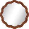 image:imageDeco 79 Wood Handmade Room Wall Mirror Wavy Entryway Mirror with Dimensional Carved Frame Wall Mounted Mirror 31 x 2 x 31 BrownBrown