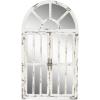 image:imageDeco 79 Wood Room Wall Mirror Window Pane Inspired 2 Door Entryway Mirror with Arched Top and Distressing Wall Mounted Mirror 26 x 3 x 46 White