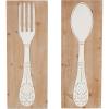 image:imageDeco 79 Wooden Utensils Home Wall Decor Wall Sculpture with Carved White Floral Designs Set of 2 Wall Art 12W 32H Brown