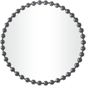 image:imageCosmoLiving by Cosmopolitan Metal Room Wall Mirror Entryway Mirror with Beaded Detailing Wall Mounted Mirror 36 x 2 x 36 Dark Gray