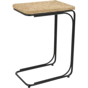 image:imageDeco 79 Dried Plant Handmade Side End Accent Table Coiled CShaped End Table with Black Metal Legs Side Table 18 x 13 x 26 Brown