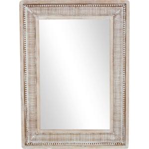 image:imageDeco 79 Metal Whitewashed Wall Mirror with Linear Gold Markings 31 x 2 x 43 Brown
