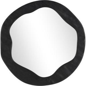 image:imageDeco 79 Wood Handmade Room Wall Mirror Wavy Entryway Mirror with Dimensional Carved Frame Wall Mounted Mirror 31 x 2 x 31 BrownBlack