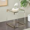 image:imageDeco 79 Acrylic Plastic Side End Accent Table Cube Shaped End Table with Silver Frame Supports Side Table 19 x 19 x 20 Clear