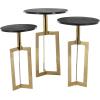 image:imageDeco 79 Aluminum Metal Geometric Side End Accent Table End Table with Black Marble Tabletops Set of 3 Side Table 24 23 21 H Gold