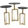 image:imageDeco 79 Aluminum Metal Geometric Side End Accent Table End Table with Black Marble Tabletops Set of 3 Side Table 24 23 21 H Gold