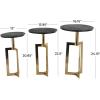 image:imageDeco 79 Aluminum Metal Geometric Side End Accent Table End Table with Black Marble Tabletops Set of 3 Side Table 24 23 21 H Gold