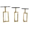 image:imageDeco 79 Aluminum Metal Geometric Side End Accent Table End Table with Black Marble Tabletops Set of 3 Side Table 24 23 21 H Gold