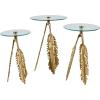 image:imageDeco 79 Aluminum Metal Leaf Side End Accent Table End Table with Tripod Legs and Tempered Glass Top Set of 3 Side Table 24 23 20 H Gold