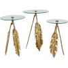 image:imageDeco 79 Aluminum Metal Leaf Side End Accent Table End Table with Tripod Legs and Tempered Glass Top Set of 3 Side Table 24 23 20 H Gold