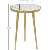 image:imageDeco 79 Aluminum Metal Side End Accent Table End Table with Marble Top with Gold Inlay Side Table 15 x 15 x 20 Gold