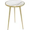 image:imageDeco 79 Aluminum Metal Side End Accent Table End Table with Marble Top with Gold Inlay Side Table 15 x 15 x 20 Gold