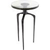 image:imageDeco 79 Aluminum Metal Side End Accent Table End Table with Textured Glass Tabletop Side Table 13 x 13 x 22 Black