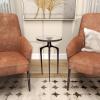 image:imageDeco 79 Aluminum Metal Side End Accent Table End Table with Textured Glass Tabletop Side Table 13 x 13 x 22 Black