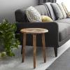 image:imageDeco 79 Mango Wood Floral Handmade Side End Accent Table Intricately Carved End Table with Tripod Legs Side Table 17 x 17 x 22 Dark BrownDark Brown