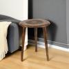 image:imageDeco 79 Mango Wood Floral Handmade Side End Accent Table Intricately Carved End Table with Tripod Legs Side Table 17 x 17 x 22 Dark BrownDark Brown